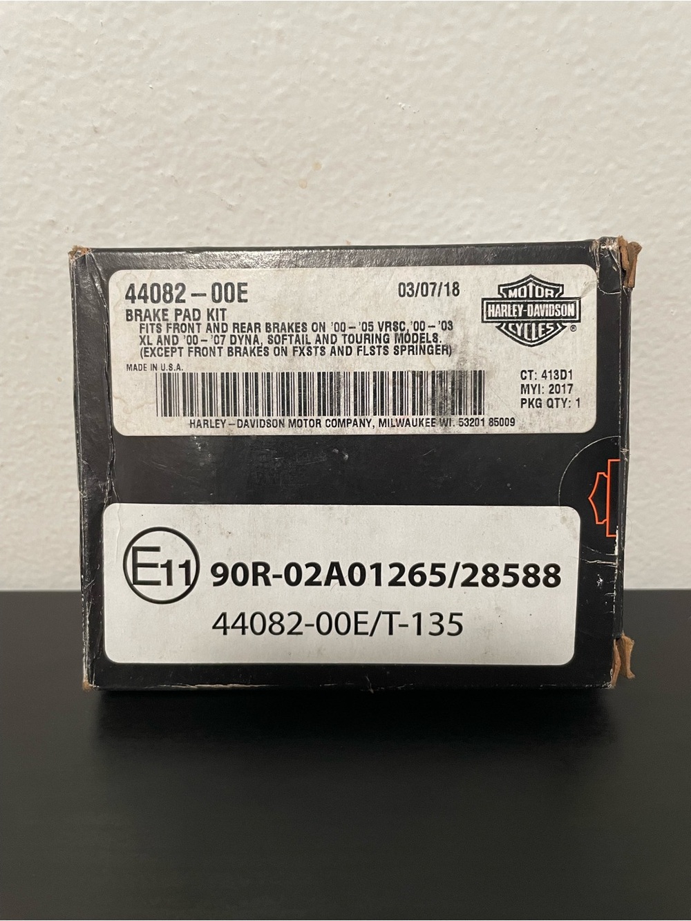 Harley Davidson Brake Pad Kit 44082-00E NEW Motorcycle 90R-02A01265/28588